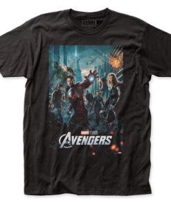 Impact Marvel Comics The Avengers Poster Adult Fitted Jersey T-Shirt Graphic Tee Disney