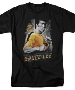 Trevco Bruce Lee Yellow Dragon Adult Fitted T-Shirt Black