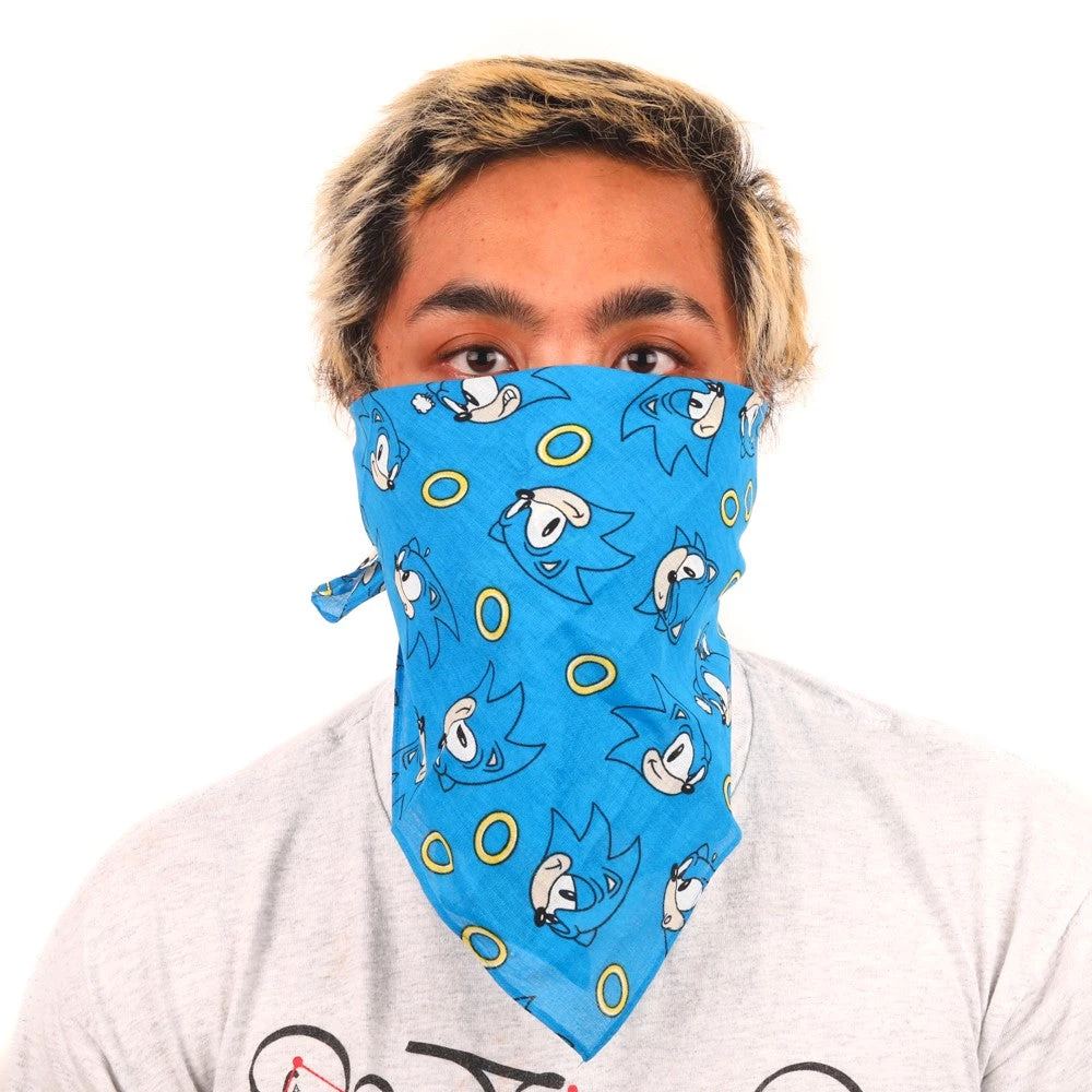 Bioworld Sonic The Hedgehog Allover Print Classic Square Bandana 3 Bioworld Sonic The Hedgehog Allover Print Classic Square Bandana