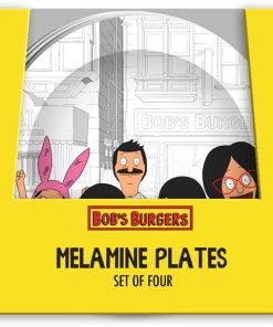Silver Buffalo Bob's Burgers Group Family 4pc Melamine Plate Set Anime