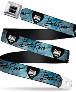 Buckle-Down Belts Bob Ross Autograph/smiling Full Color ADULT'S Seat Belt Buckle Belt