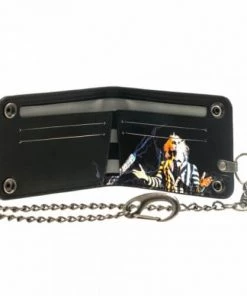 Bioworld Movies Beetlejuice Logo Black And White Bi-fold Snap Close Wallet With Chain