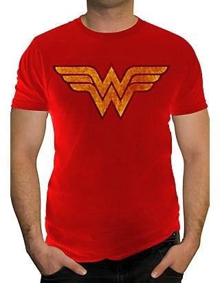 Changes Wonder Woman FADED Logo Adult Red T-shirt 3 Changes Wonder Woman FADED Logo Adult Red T-shirt