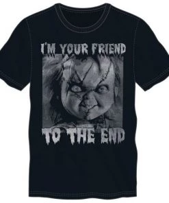 Bioworld Movies Child's Play Chucky Friend To End Black Men's T-shirt