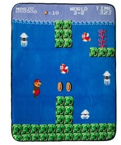Bioworld Video Games Super Mario Coral Fleece Throw
