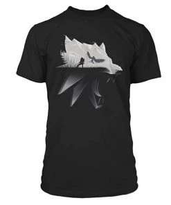 JINX The Witcher 3 Men's White Wolf Silhouette T-Shirt Video Games