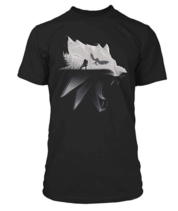 JINX The Witcher 3 Men's White Wolf Silhouette T-Shirt Video Games 3 JINX The Witcher 3 Men's White Wolf Silhouette T-Shirt Video Games