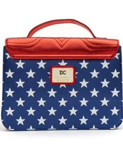 Loungefly DC Comics Wonder Woman Red White & Blue Gold Chain Crossbody Bag