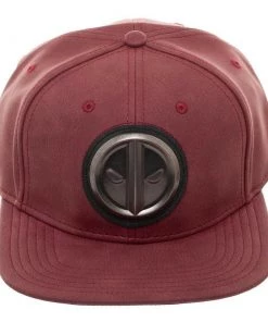 Bioworld Marvel Comics Deadpool Distressed Pu Faux Leather Metal Logo Snapback Hat