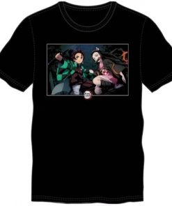 Bioworld Demon Slayer Nezuko Kamado & Tanjiro Kamado Black T-shirt Anime