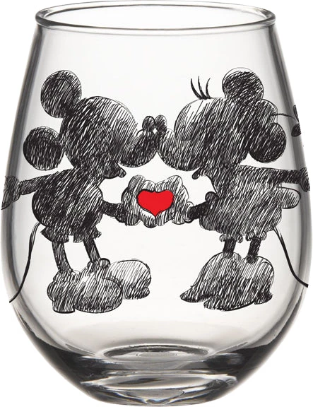 Silver Buffalo Disney Classics Hearts Hands Glitter Boxed 20oz Stemless Glass Mickey And Minnie Mouse 3 Silver Buffalo Disney Classics Hearts Hands Glitter Boxed 20oz Stemless Glass Mickey And Minnie Mouse