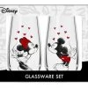 Silver Buffalo Disney Mickey & Minnie Mouse Kiss Hearts 2pc Stemless Fluted Glass Set