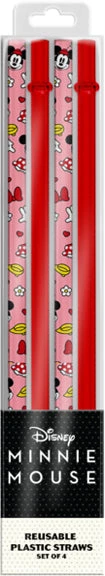 Silver Buffalo Disney Minnie Mouse- Minnie Mouse Icon Toss 4pc Reusable Plastic Straw Set