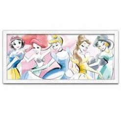 Silver Buffalo Disney Princesses Watercolor Group Gel Coat 8''x 12'' Framed MDF Wall Art