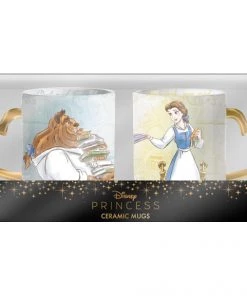 Silver Buffalo Beauty And The Beast Disney Princess Belle Beast Don't Mind The Books Shaped Metallic Handle 14oz Ceramic Mug