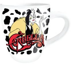 Silver Buffalo Disney Villains Cruella Vain Vile Spots Jumbo Curved 25oz Ceramic Mug