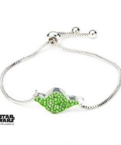 Body Vibe Disney Star Wars Yoda Head Gem Bolo Silver Plated Bracelet