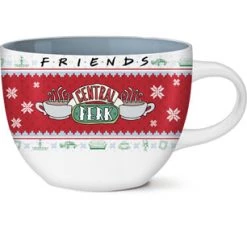 Silver Buffalo Friends Central Perk Christmas Holiday Sweater 24 Oz Ceramic Soup Mug