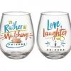 Silver Buffalo Friends Rather Be Watching Love Laughter 2pc 20oz Stemless Glass Set