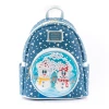 Loungefly Disney Snowman Minnie Mickey Snow Globe Mini Backpack Funko Pops! 2 Loungefly Disney Snowman Minnie Mickey Snow Globe Mini Backpack Funko Pops!