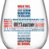 Silver Buffalo Grey Anatomy Quote Symbol 20oz Stemless Glass Boxed
