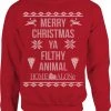 T-Line Home Alone Filthy Crosstitch Red Adult Sweater Sweatshirt 2 T-Line Home Alone Filthy Crosstitch Red Adult Sweater Sweatshirt