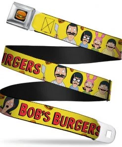 Buckle-Down Bob's Burgers Bob’s Burgers Belcher Family Group Full Color Black/Yellow Seatbelt Buckle Belt