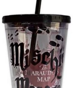 Silver Buffalo Harry Potter: Mischief Madness 16oz Plastic Cold Cup W/Lid & Straw