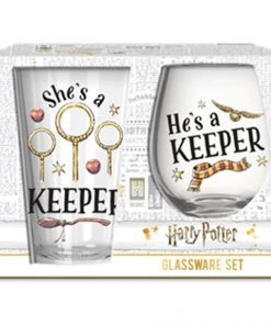 Silver Buffalo Harry Potter S/He's A Keeper 2pc Glass Set