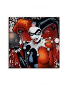 Silver Buffalo Harley Quinn Black Red And White 12'' X 12'' Canvas Wall Art