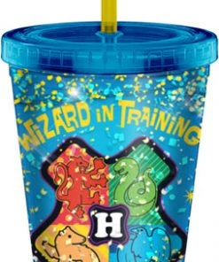 Silver Buffalo Harry Potter- Chibi Crest Wizard In Trainning 14oz Plastic Snow Globe Cold Cup