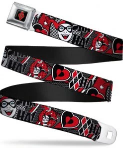 Buckle-Down DC Harley Quinn Poses/HaHaHa/Diamonds Seat Belt ADULT'S Buckle Belt