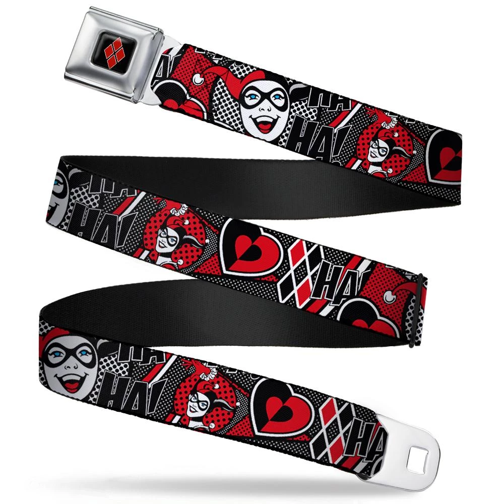 Buckle-Down DC Harley Quinn Poses/HaHaHa/Diamonds Seat Belt ADULT'S Buckle Belt 3 Buckle-Down DC Harley Quinn Poses/HaHaHa/Diamonds Seat Belt ADULT'S Buckle Belt