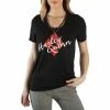 Bioworld DC Comics Harley Quinn Logo Black Tee Shirt With 2 Removable Necklaces