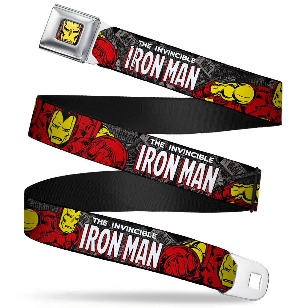 Buckle-Down Marvel The Invincible Iron Man Stacked Comic ADULT Seatbelt Belt Books/Action Poses Webbing 3 Buckle-Down Marvel The Invincible Iron Man Stacked Comic ADULT Seatbelt Belt Books/Action Poses Webbing