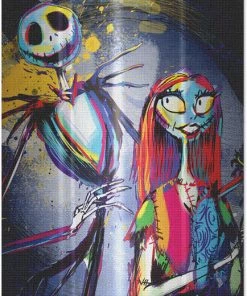 Silver Buffalo The Nightmare Before Christmas Nightmare Before Christmas - Jack And Sally Colorful Canvas Wall Art