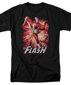 Trevco Flash Red & Gray Short Sleeve Adult Tee, Black DC Comics