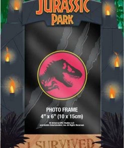 Silver Buffalo Movies Jurassic Park I Survived Gate 4" X 6" 3D MDF Photo Frame