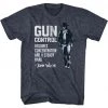 American Classics John Wayne Gun Control Navy Heather Adult T-shirt Movies