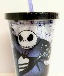Silver Buffalo The Nightmare Before Christmas Travel Cup Reusable Freezer Ice Cubes Straw Lid