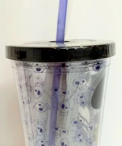 Silver Buffalo The Nightmare Before Christmas Travel Cup Reusable Freezer Ice Cubes Straw Lid
