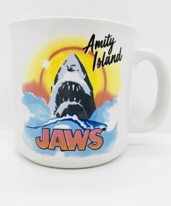 Silver Buffalo Movies Jaws Retro Sunset 20oz Ceramic Camper Mug
