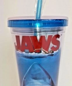 Silver Buffalo Movies Jaws The Movie 16 Oz Travel Tumbler Cup Reusable Freezer Ice Cubes