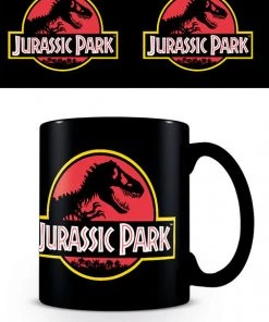 Silver Buffalo Movies Jurassic Park Official Classic Logo World Ceramic Black Mug Tea