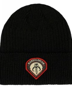 Bioworld Star Wars The Mandalorian Bounty Hunter Patch Cuffed Beanie Hat
