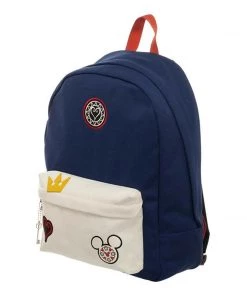 Bioworld Kingdom Hearts Navy Patch Backpack Mickey And Minnie Mouse