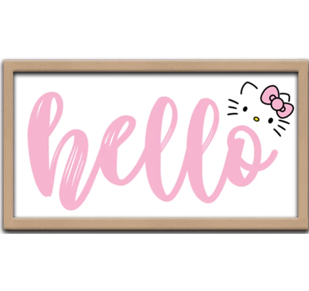 Silver Buffalo Hello Kitty Scrip Face 10" X 18" Framed Wall Art 3 Silver Buffalo Hello Kitty Scrip Face 10" X 18" Framed Wall Art