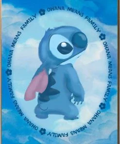 Silver Buffalo Lilo & Stitch- Watercolor Stitch Ohana 13in X 19in Printed Wood Wall Sign