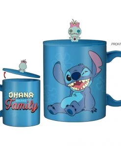 Silver Buffalo Lilo & Stitch - Wink Ohana 18oz Ceramic Mug W/Sculpted Lid