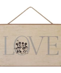 Open Road Brands Disney Love Mickey Mouse & Minnie Mouse Hanging Wood Wall Décor
